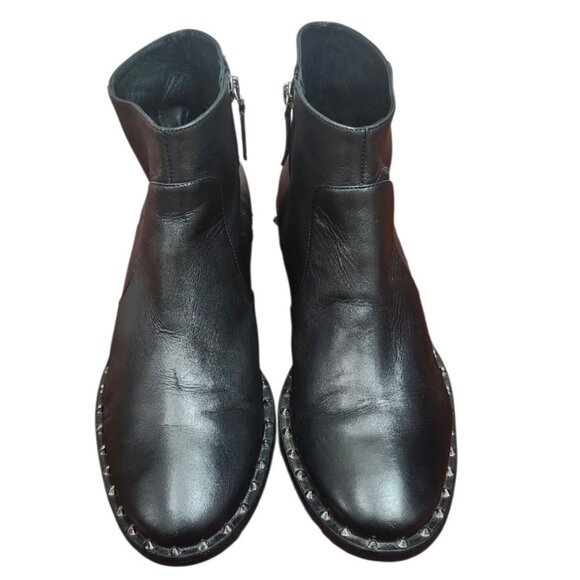 Schutz Black Leather Studded Ankle Boots Women’s 9.5B Rocker Moto Booties Brazil - Picture 2 of 13
